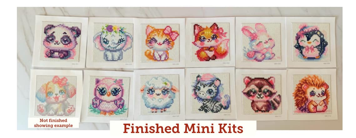 NEW 12 Full Drill Mini Bella Art Diamonds Canvases: Cute Animal Series