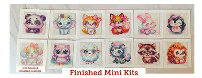 NEW 12 Full Drill Mini Bella Art Diamonds Canvases: Cute Animal Series