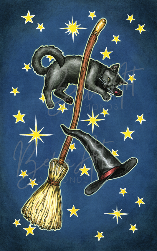 Tarot Cat, Hat, and Broomstick