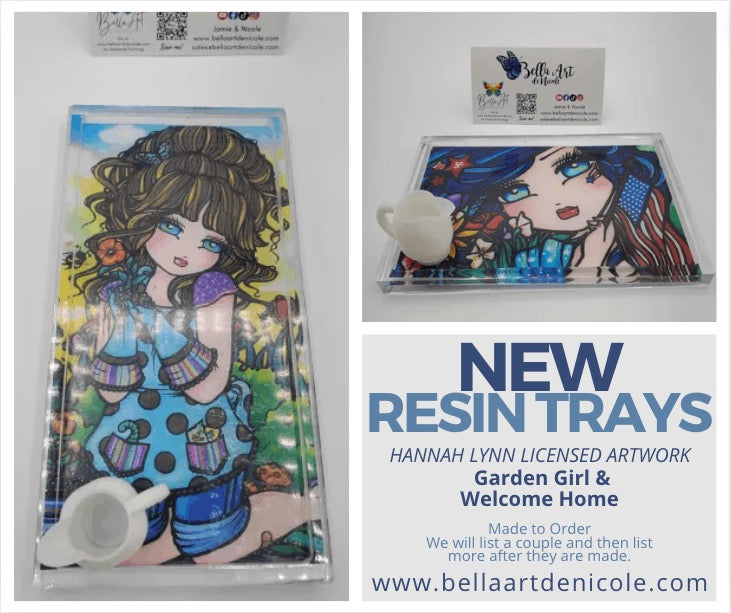 NEW Hand Made Licensed Hannah Lynn Artwork Resin Trays